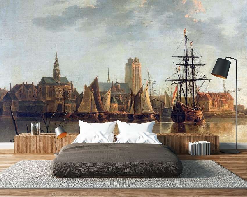 Fotobehang Gezicht op Dordrecht van Aelbert Cuyp uit het Rijksmuseum - Afbeelding 3
