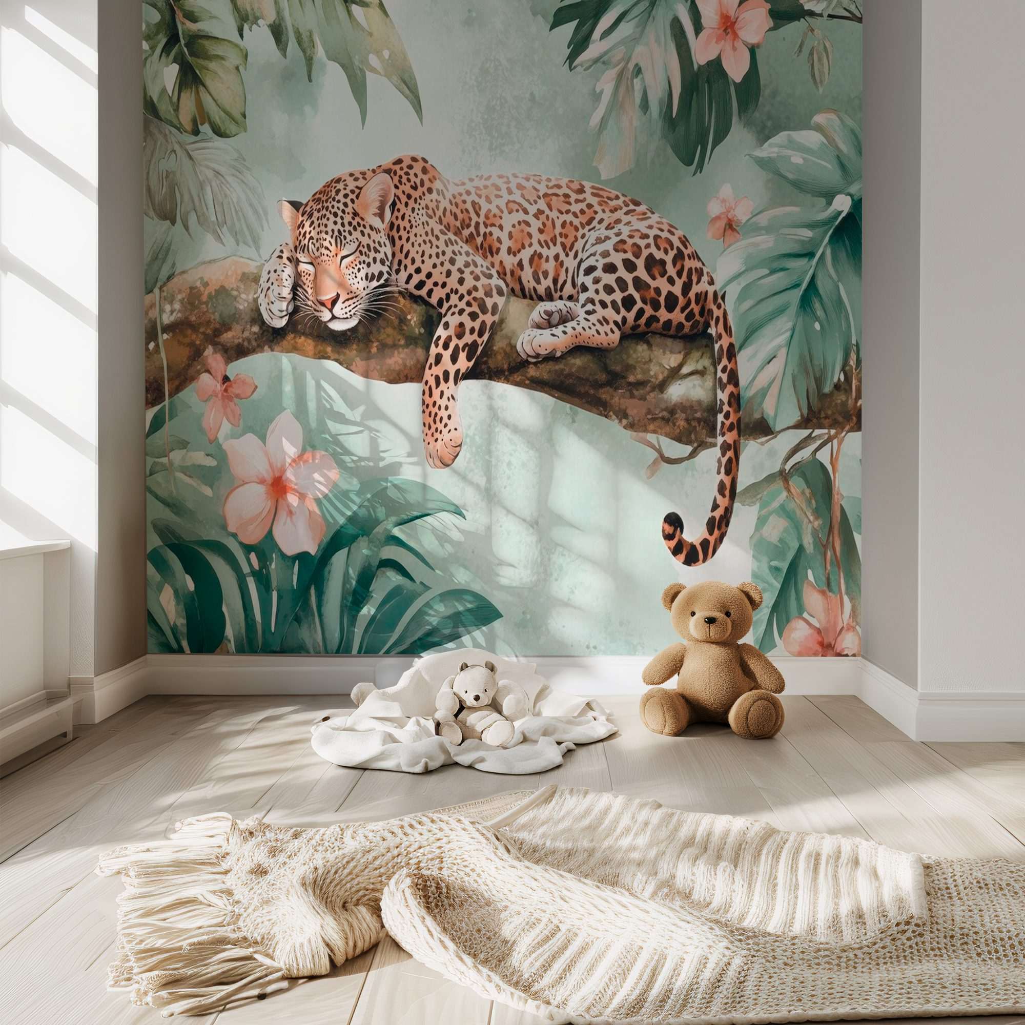 Fotobehang Slapende Luipaard in de Jungle - Afbeelding 3