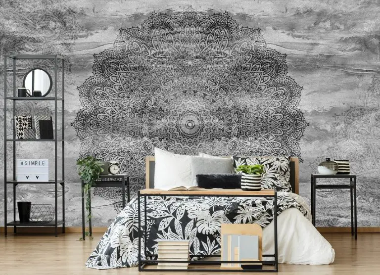 Fotobehang Mandala Grijs met Betonlook - Afbeelding 3